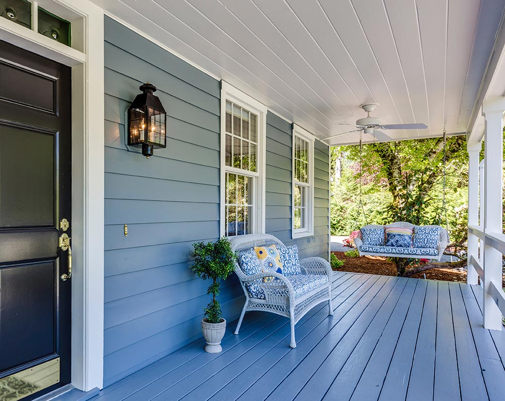 Pleasant view of a home's front porch